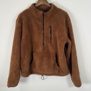 No Boundaries Juniors Plush Quarter Zip Pullover Large 11/13 Brown